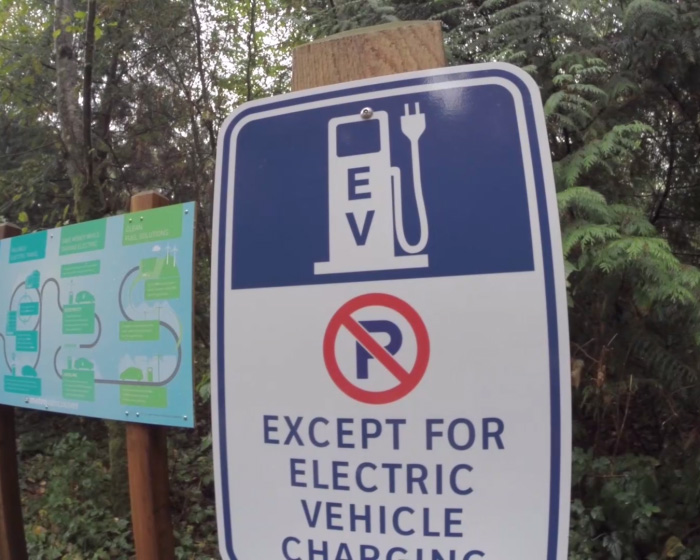 EV charging sign - no parking except for electric vehicle charging